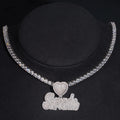 925 SIlver Moissanite Diamond Custom Made Heart Bail Girl Name Pendant Fit for 4MM Tennis Chain