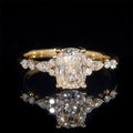10K Yellow Gold Cushion Cut Moissanite Diamond Luxury Design Women Ring Jewelry