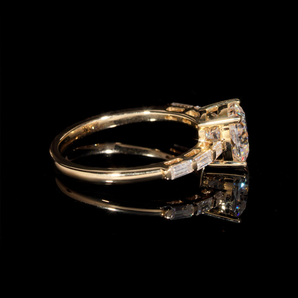 10K Yellow Gold Cushion Cut 1CT Moissanite Diamond Wedding Jewelry Ring