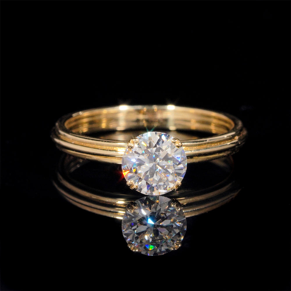 Classic Design 1CT 14K Solid Gold VVS Moissanite Diamond Women Ring