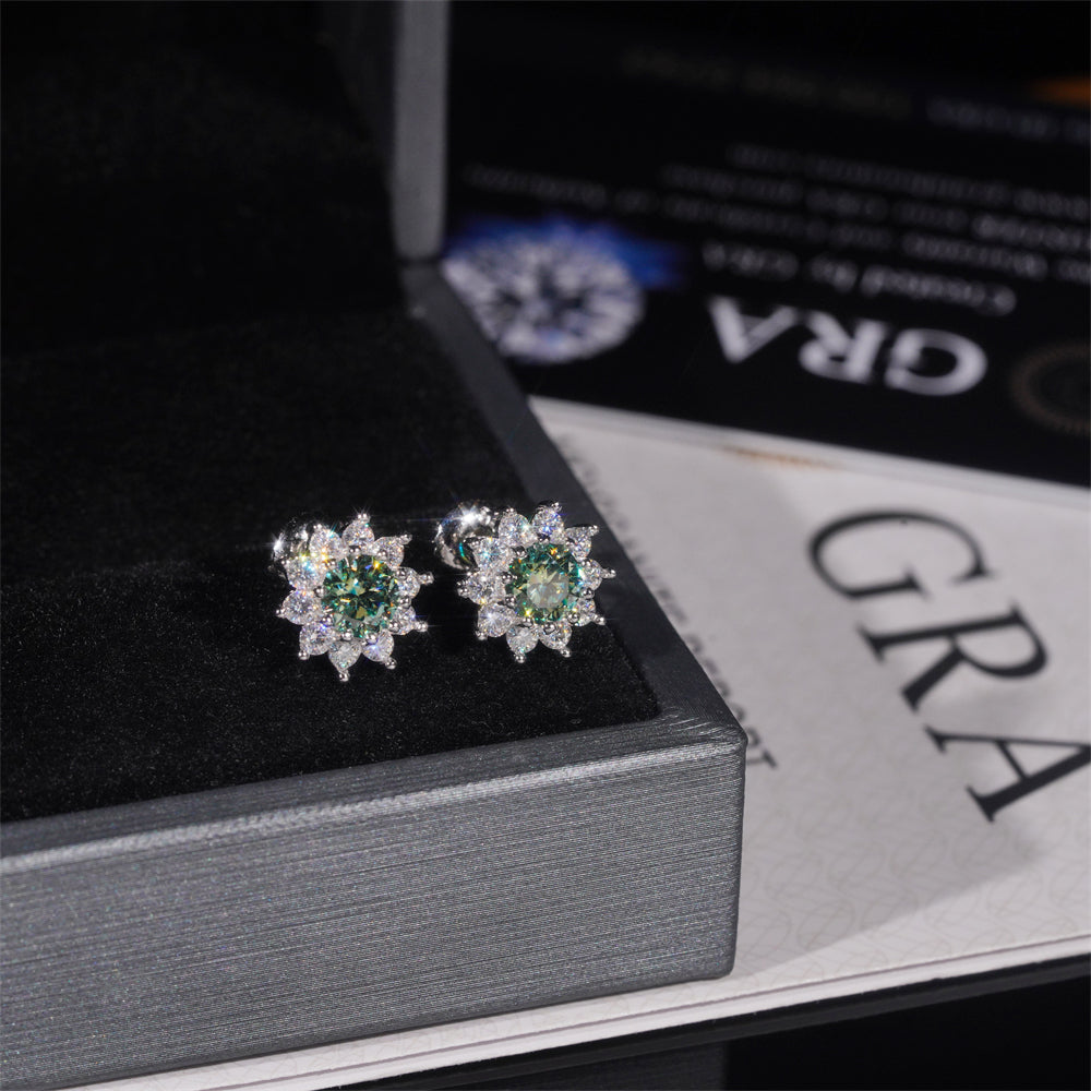 Iced Out VVS Moissanite Stud Earrings 925 Sterling Silver For Men