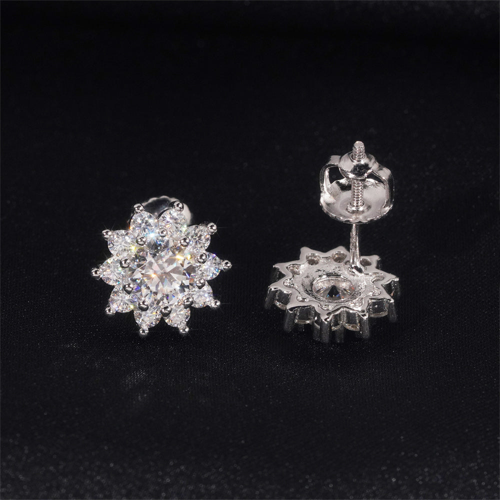 Iced Out VVS Moissanite Stud Earrings 925 Sterling Silver For Men