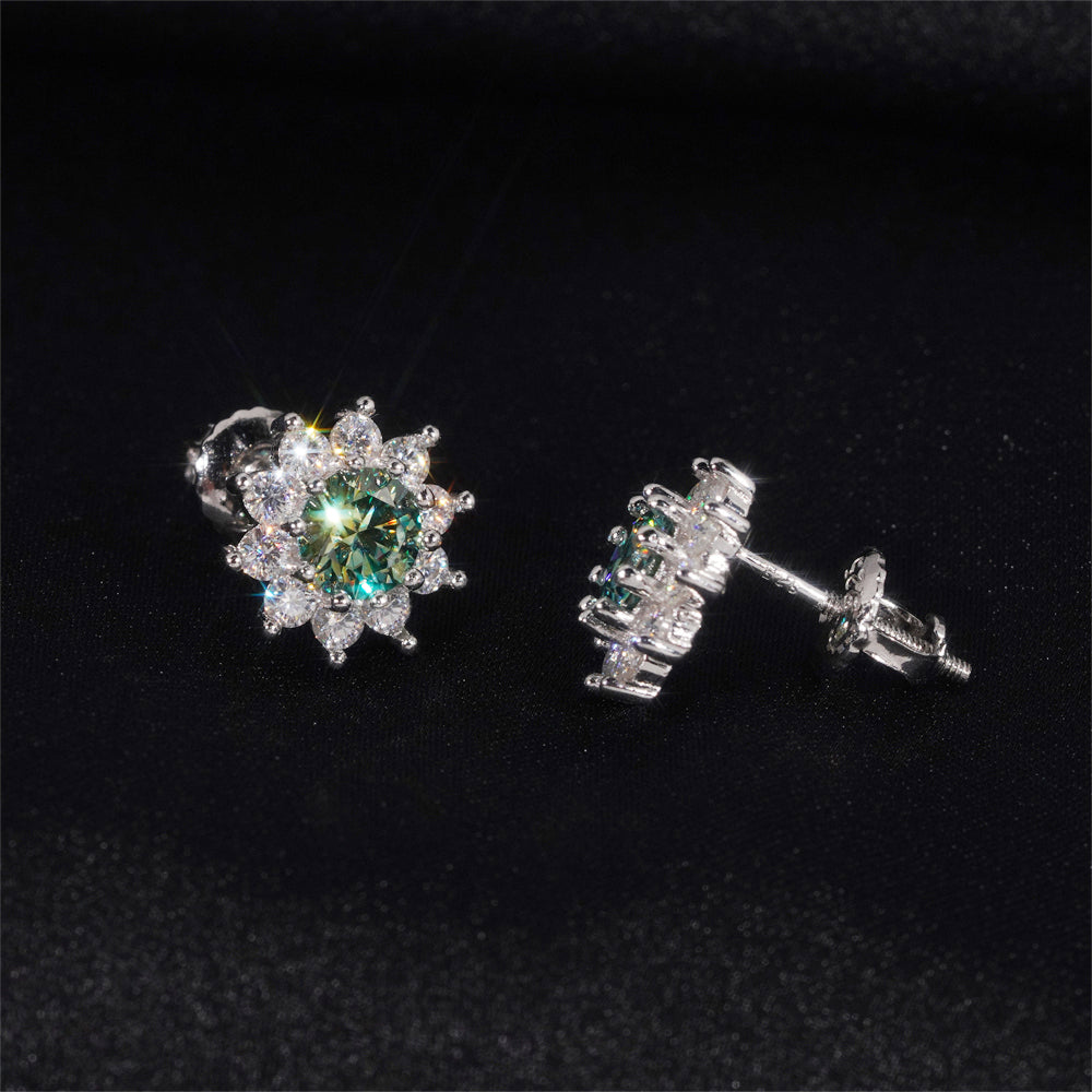 Iced Out VVS Moissanite Stud Earrings 925 Sterling Silver For Men