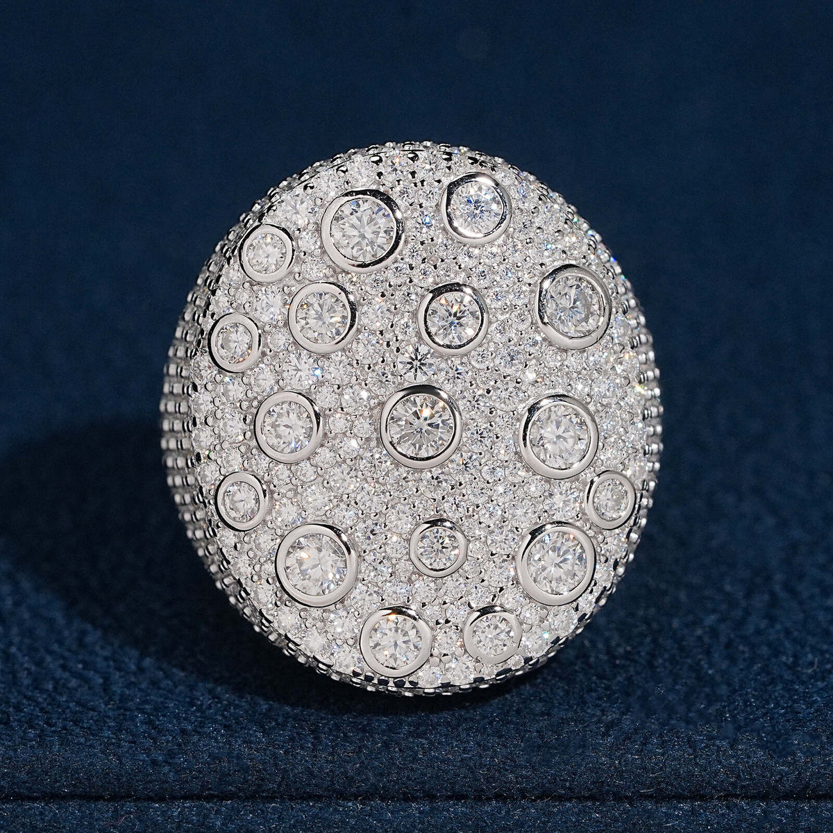 Oval Shaped Bezel Setting Iced Out Moissanite Men Ring