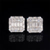 925 Sterling Silver Men VVS Baguette Diamond Moissanite Earrings Screw Back