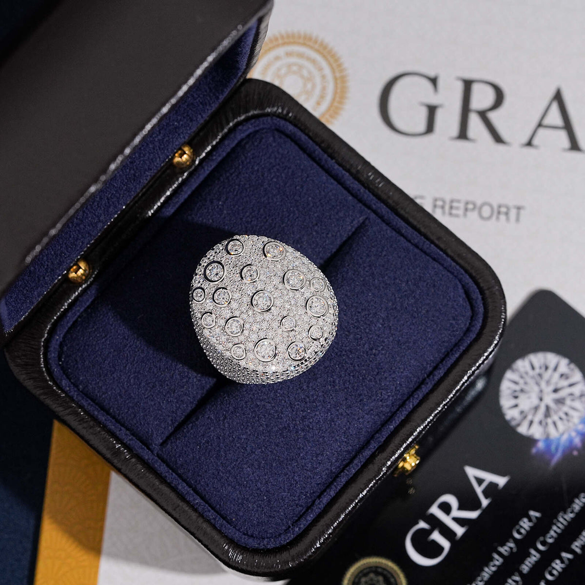 Oval Shaped Bezel Setting Iced Out Moissanite Men Ring