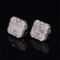 925 Sterling Silver Men VVS Baguette Diamond Moissanite Earrings Screw Back