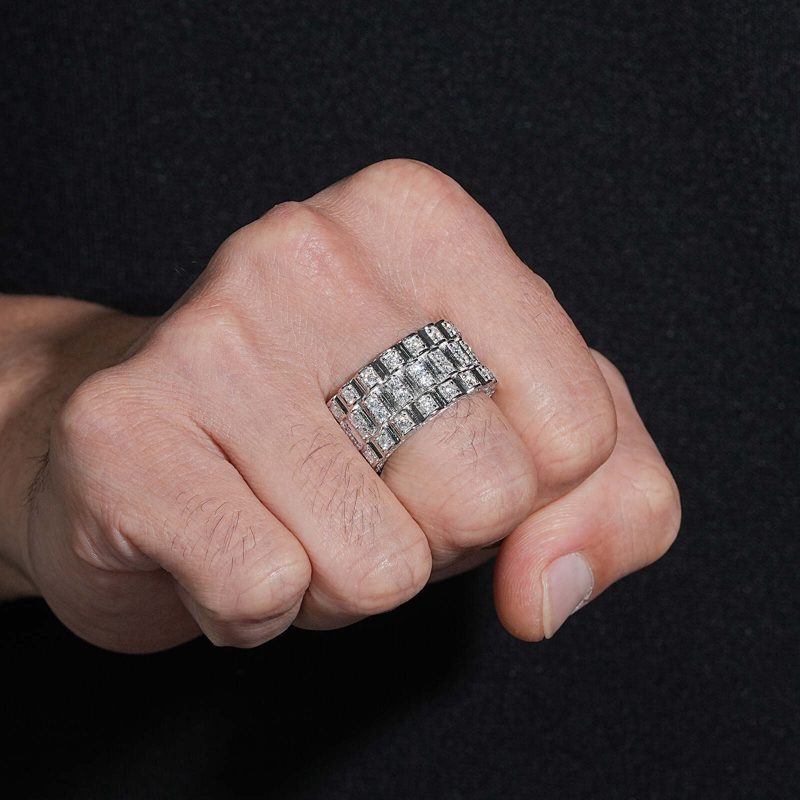 925 Silver Jubilee Band Style Moissanite Diamond Ring