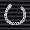 13MM Three Stone Design Solid Silver VVS Moissanite Cuban Link Bracelet