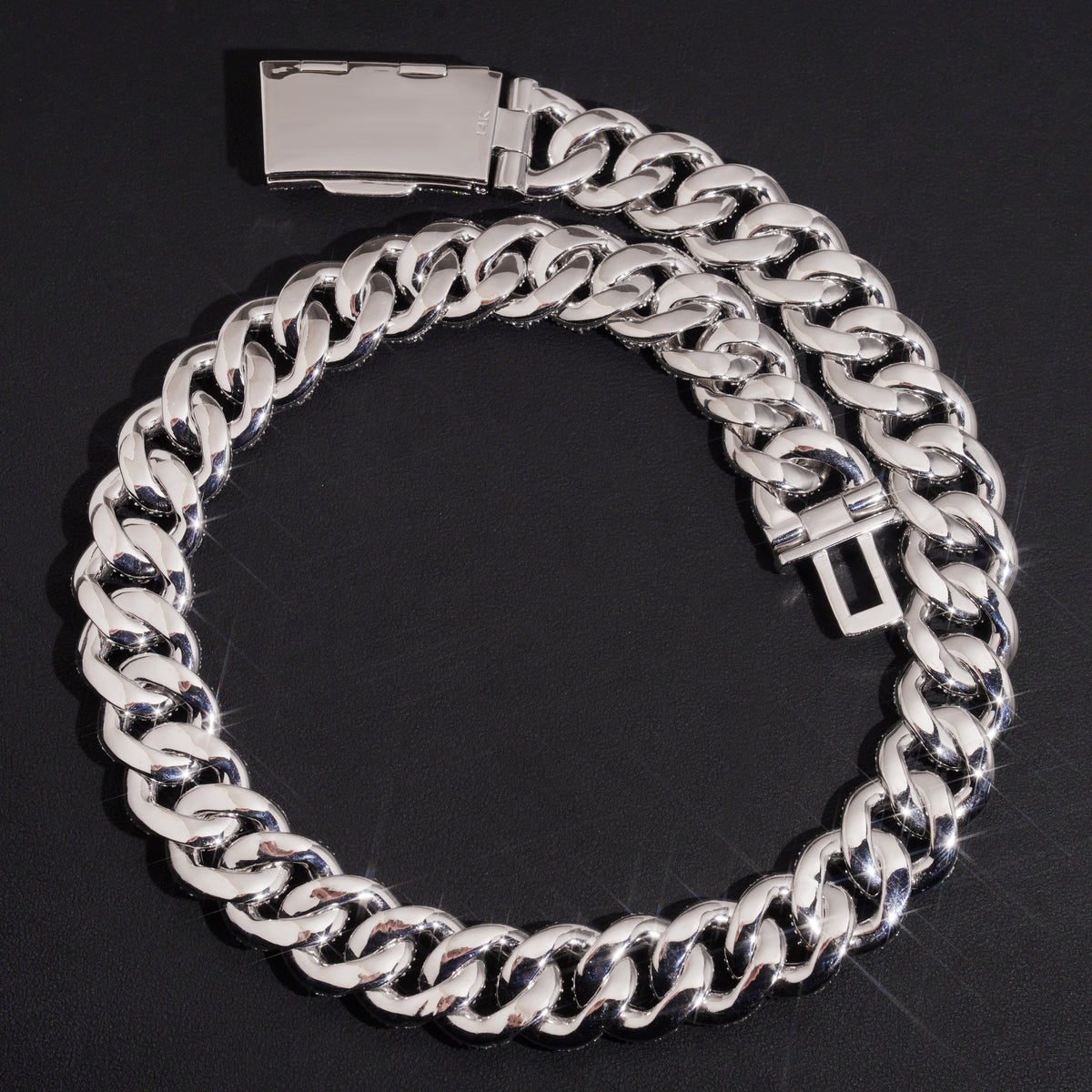 20MM Moissanite Diamond Raised Stone Cuban Chain With Custom Name Clasp