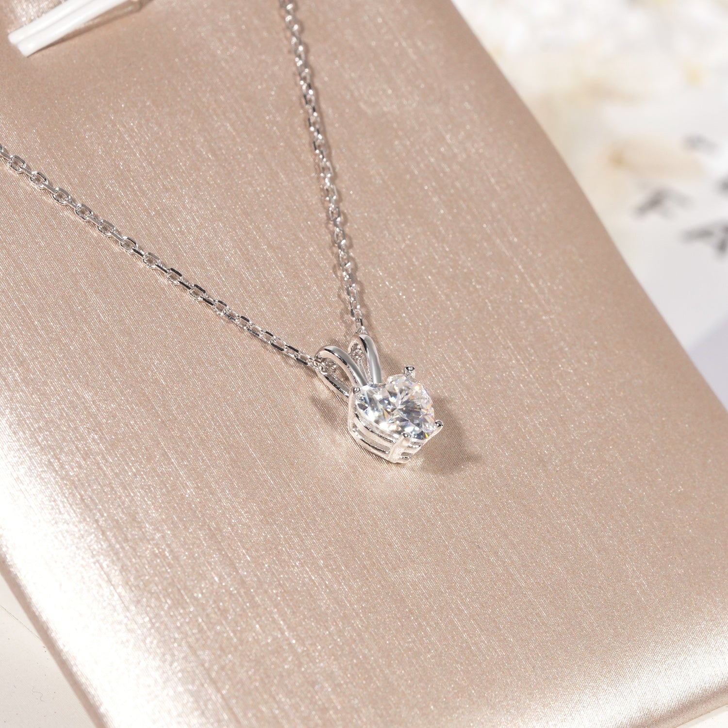 1CT Heart Cut Soliatire Moissanite Diamond Necklace 925 Sterling Silver Women