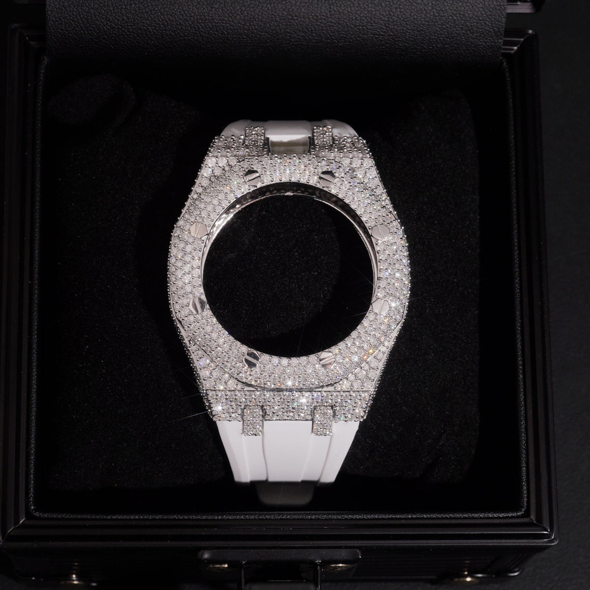 Royal Pop Iced Out Watch Case With Strap Moissanite Diamond