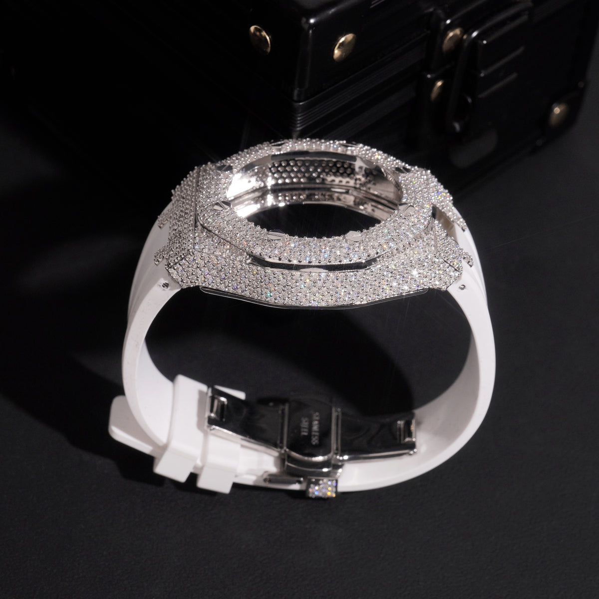 Royal Pop Iced Out Watch Case With Strap Moissanite Diamond