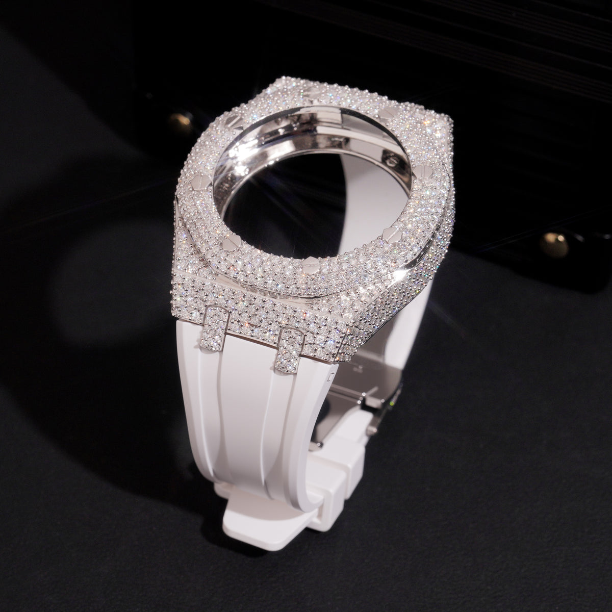 Royal Pop Iced Out Watch Case With Strap Moissanite Diamond