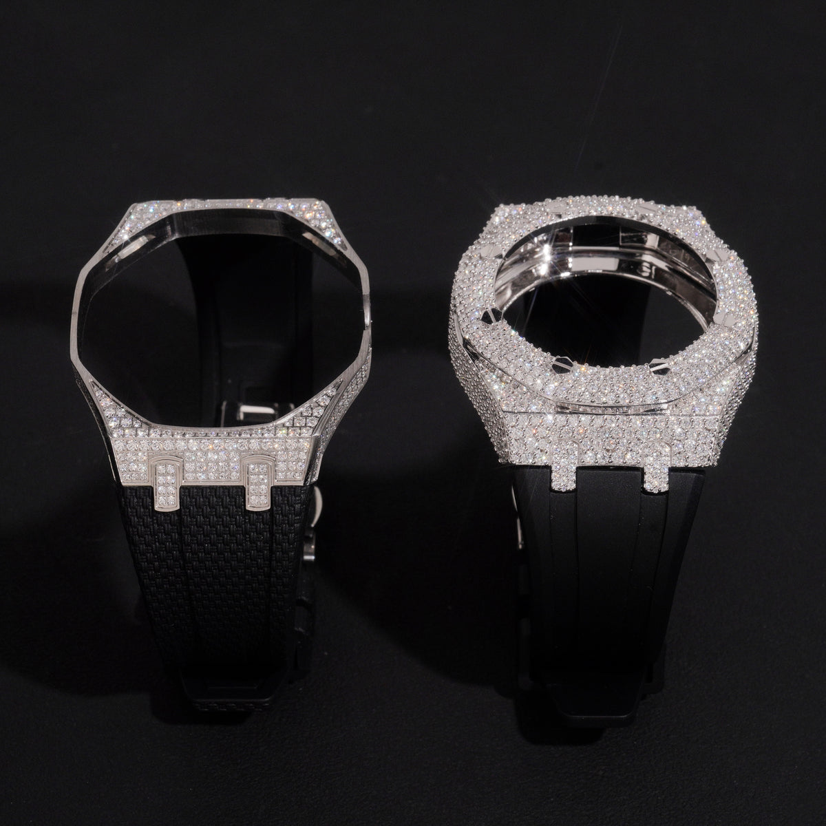Royal Pop Iced Out Case With Strap With Black Band Moissanite