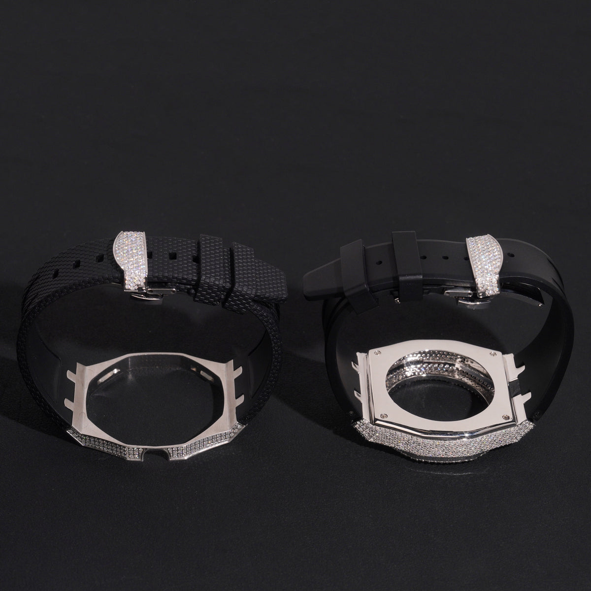 Royal Pop Iced Out Case With Strap With Black Band Moissanite