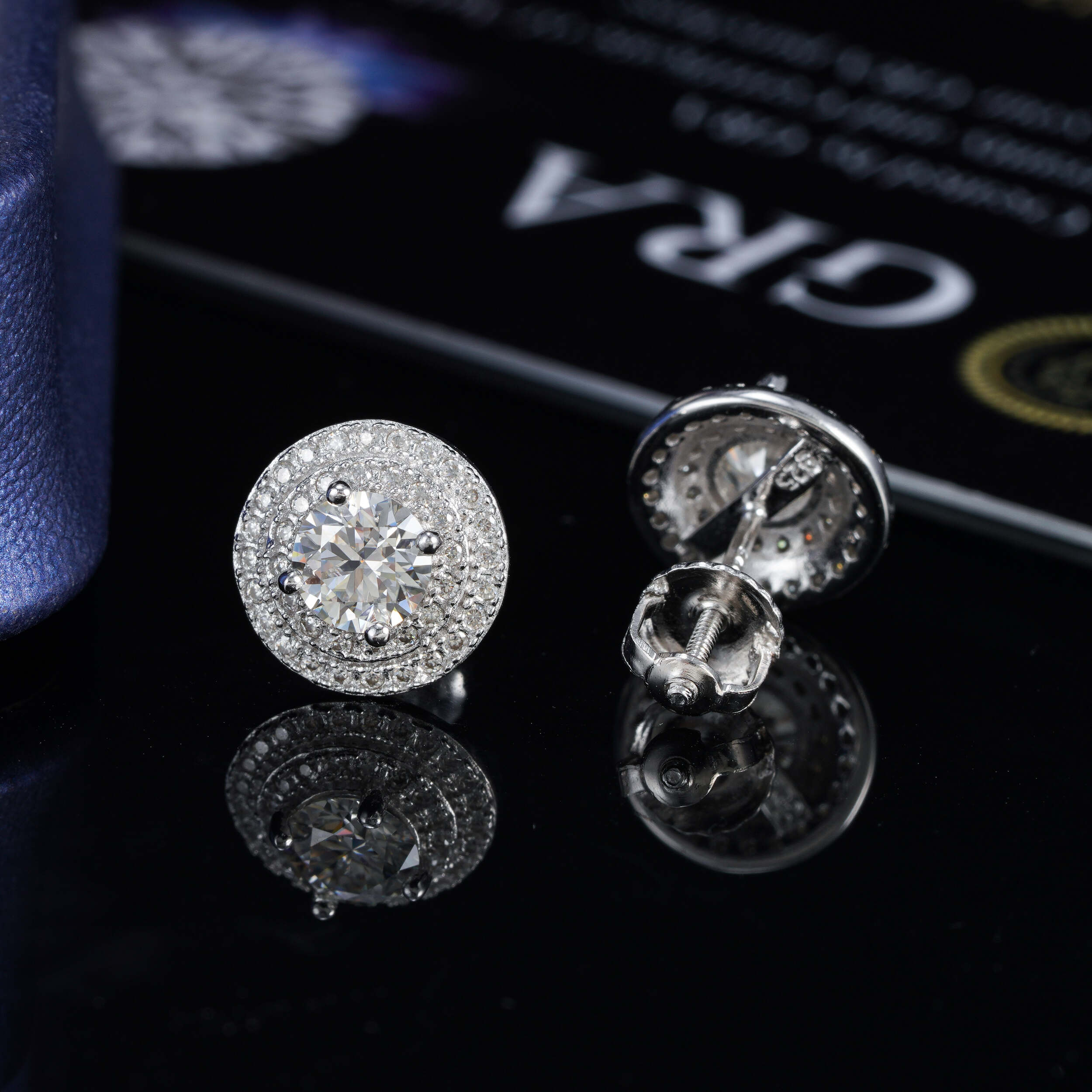 Men Diamond Moissanite Stud Earrings Iced Out  Screw Back Hip Hop Style