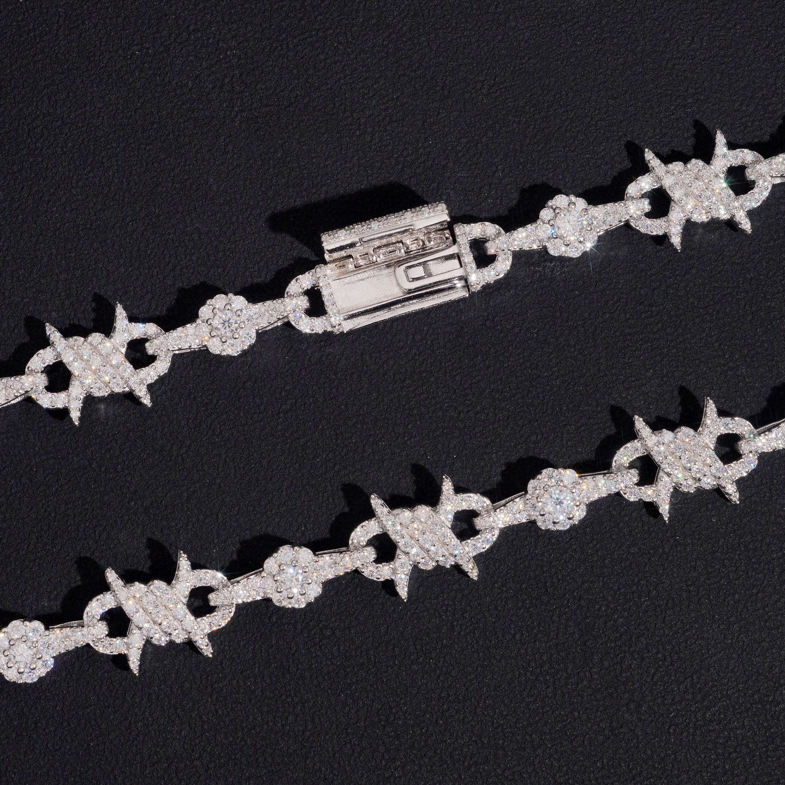 Moissanite Diamond 10MM Wire Link Infinity Chain Necklace 925 Sterling Silver