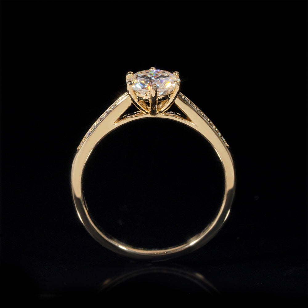 10k Solid Yellow Gold 1CT VVS Moissanite Diamond Engagement Ring Jewelry Women