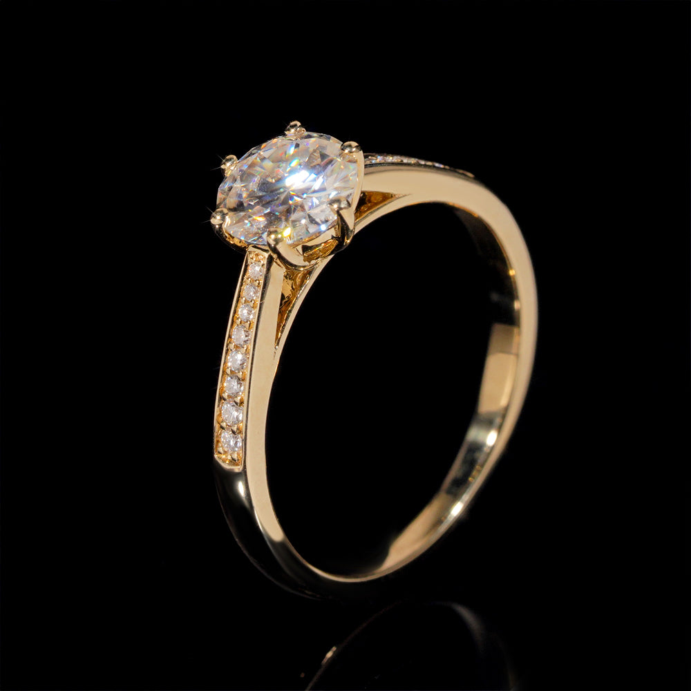 10k Solid Yellow Gold 1CT VVS Moissanite Diamond Engagement Ring Jewelry Women