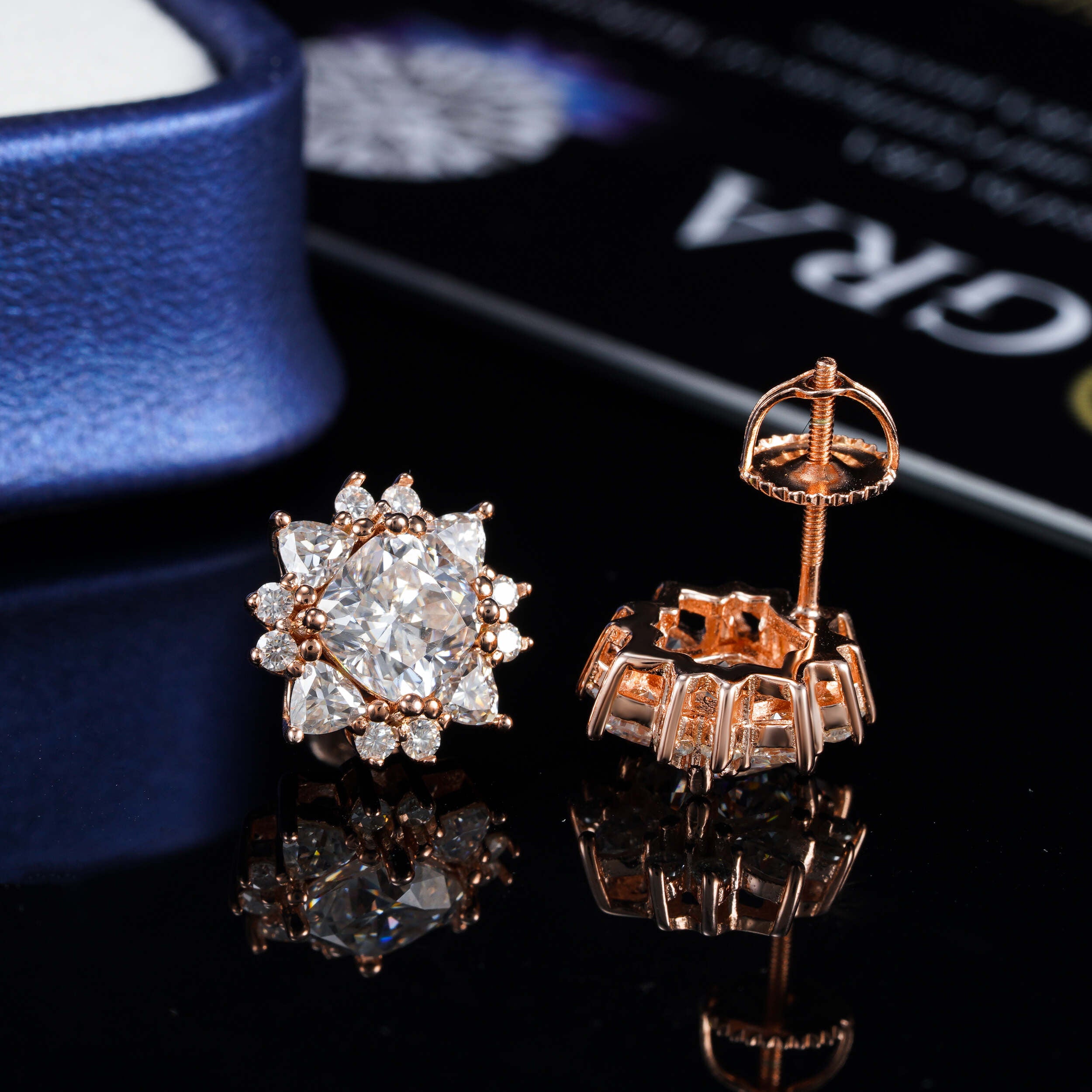 VVS Moissanite Stud Earrings Screw Back For Men And Women Solid Silver