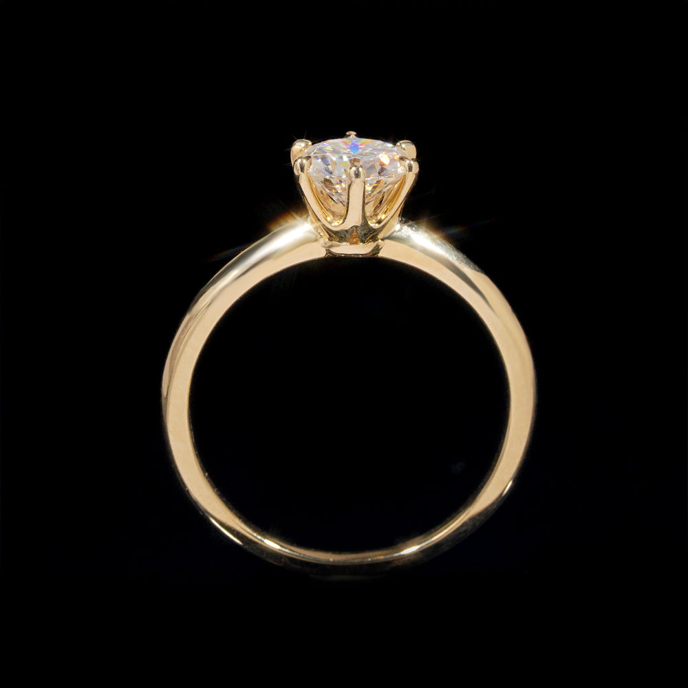 Classic Six Prongs Setting 1CT VVS Moissanite D Color 14K Solid Gold Engagement Ring