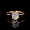 2CT Oval Cut Moissanite Solitaire Ring 10K 14K 18K Real Rose Gold