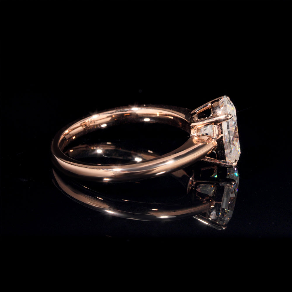 2CT Oval Cut Moissanite Solitaire Ring 10K 14K 18K Real Rose Gold