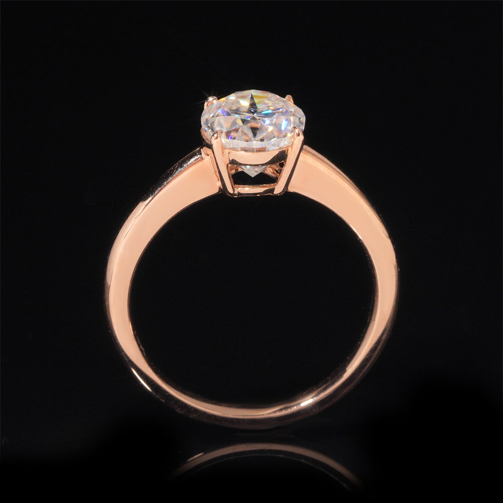 2CT Oval Cut Moissanite Solitaire Ring 10K 14K 18K Real Rose Gold