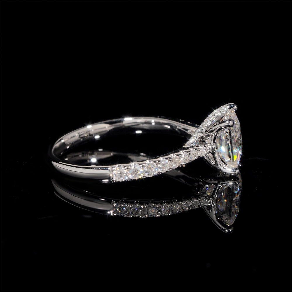 1.2CT Princess Cut Moissanite Diamond Engagement Ring 14K White Gold