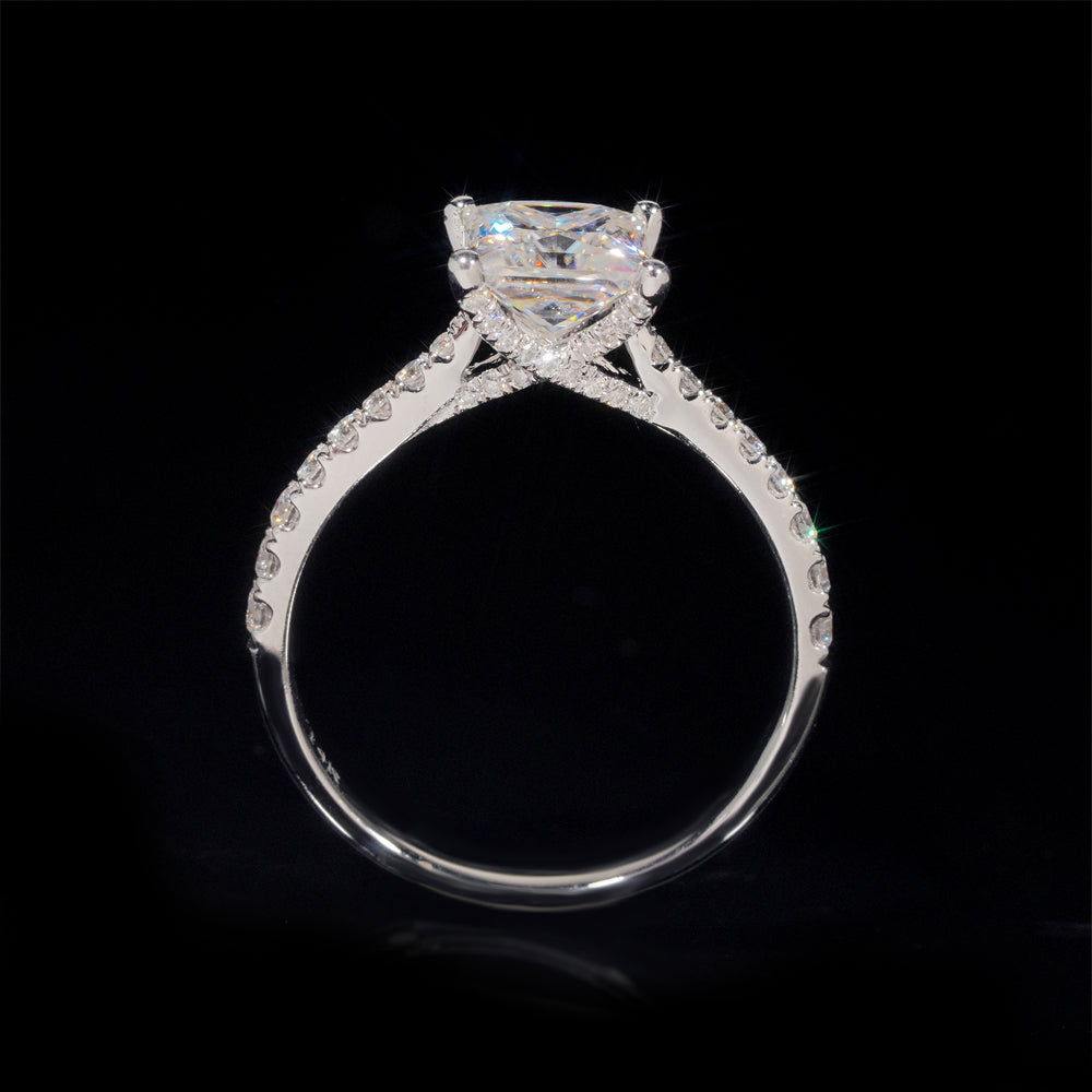 1.2CT Princess Cut Moissanite Diamond Engagement Ring 14K White Gold