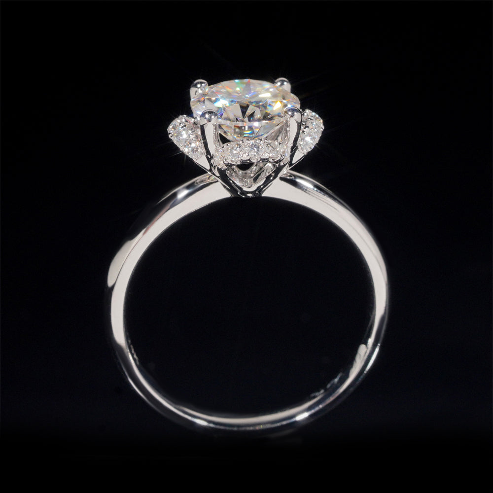 14K White Gold 1CT Moissanite Diamond Ring Flower Design