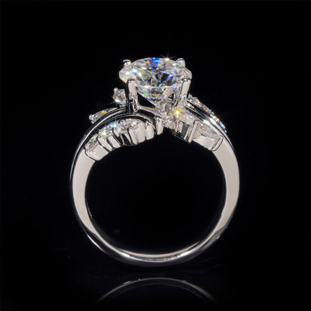 2CT Flower Design VVS Moissanite Diamond 10K 14K 18K Real Gold Ring For Women