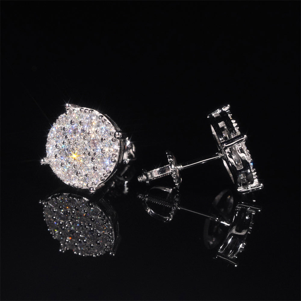 VVS Moissanite Earrings Screw Back For Men Iced Out 925 Silver