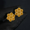 10K Yellow Gold VVS Orange Moissanite Diamond Cluster Earrings 12MM