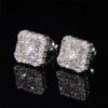 Solid Silver Halo Diamond Style Moissanite Earrings Screw Back For Unisex