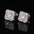 Solid Silver Halo Diamond Style Moissanite Earrings Screw Back For Unisex