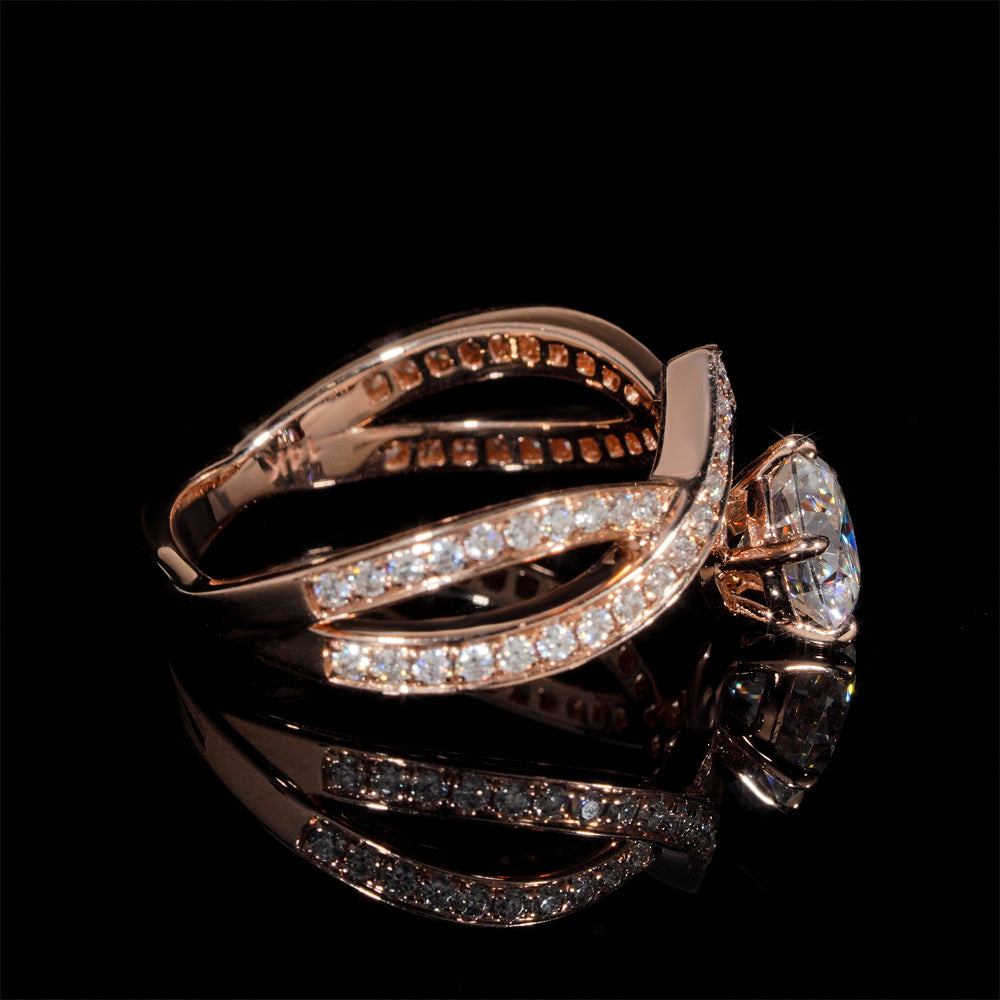 10K 14K 18K Real Rose Gold 1CT Moissanite Diamond Ring For Women