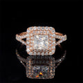 1.2CT Princess Cut Moissanite Diamond Halo Style Wedding Ring Jewelry 10K 14K 18K Real RoseGold