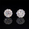 Hot Sell 925 Sterling Silver Iced Out Flower Moissanite Stud Earrings Screw Back