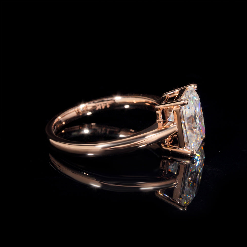 2CT Radiant Cut Moissanite Diamond Ring For Women 10k 14k 18k Rose Gold