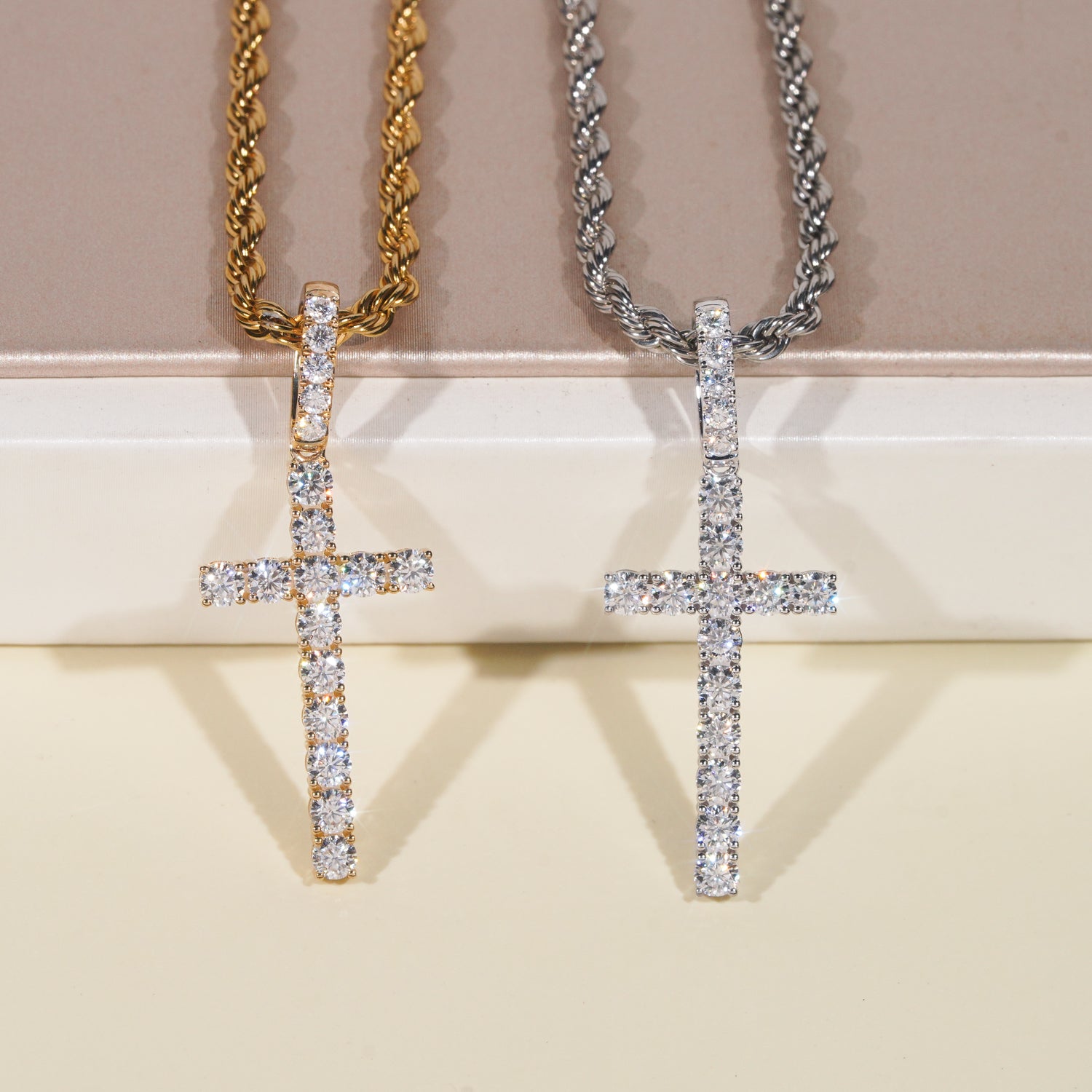 Basic Style Hot Sell Soild Real 10K Gold 3MM Cross Pendant For Unisex