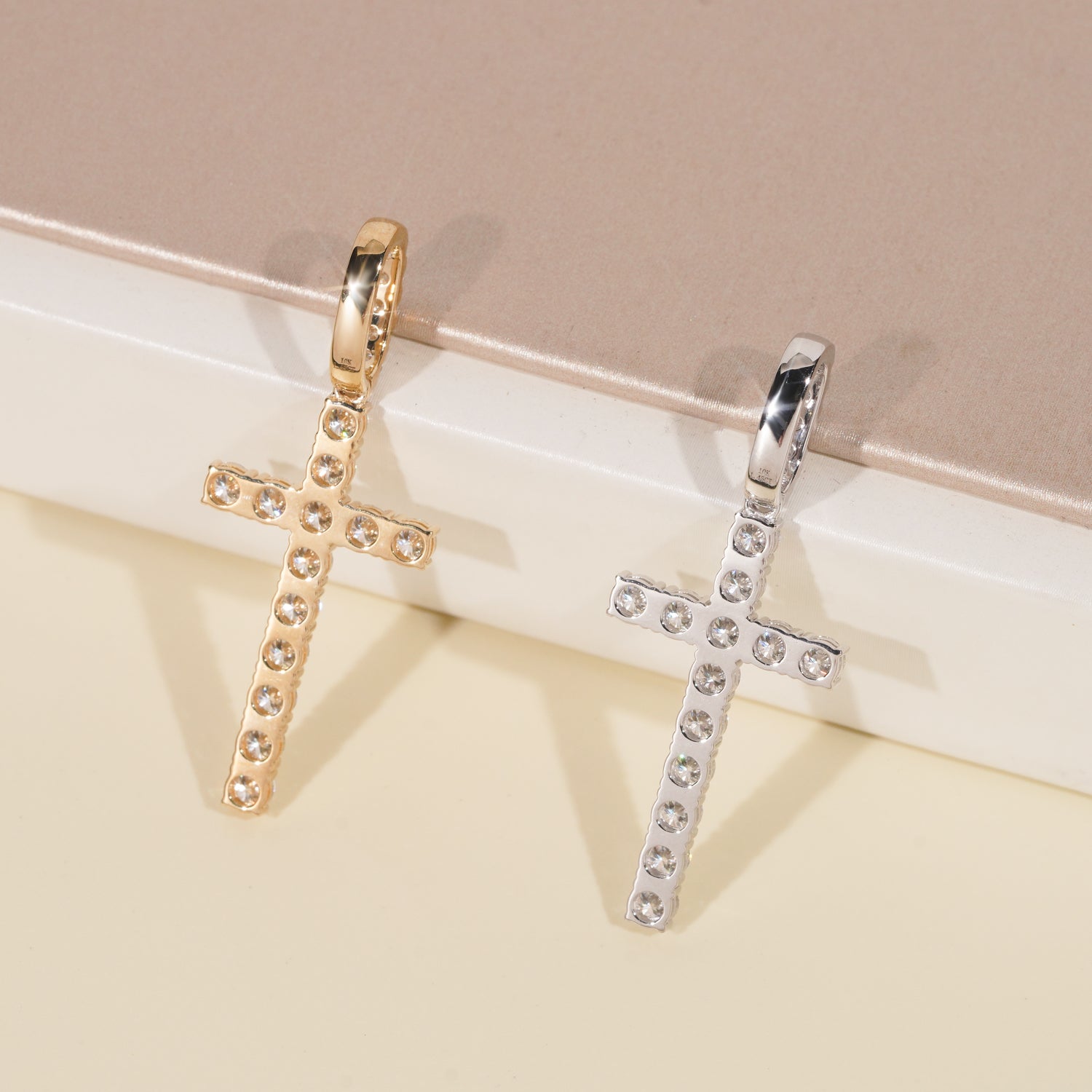 Basic Style Hot Sell Soild Real 10K Gold 3MM Cross Pendant For Unisex