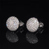 Micro Pave Iced Out Disc Ball Moissanite Studs 925 Sterling Silver