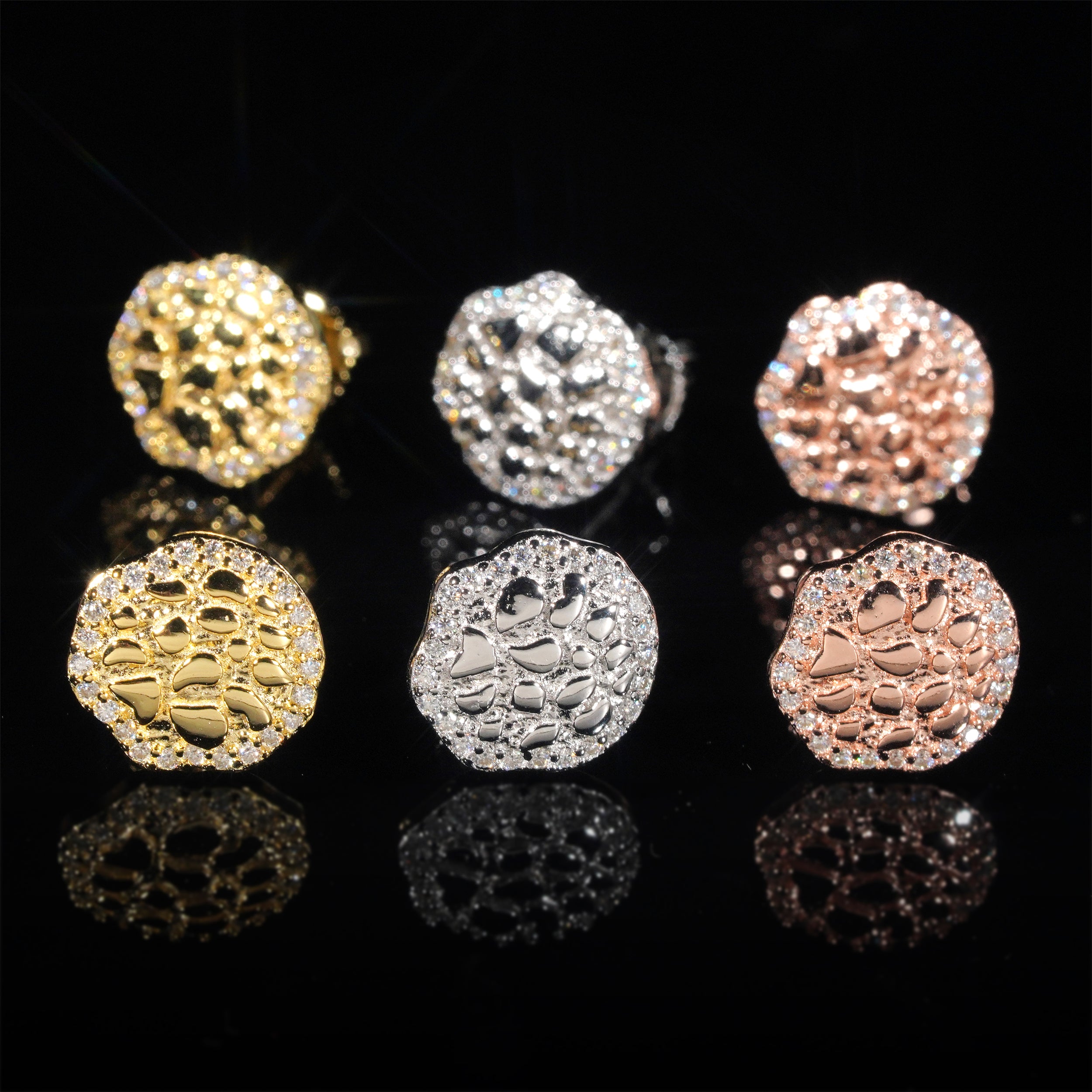 Micro Pave Iced Out Moissanite Nugget Earrings For Men Hip Hop Jewelry