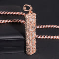 Double Side Iced Out Fancy Cut Rotate Vertical Name Pendant
