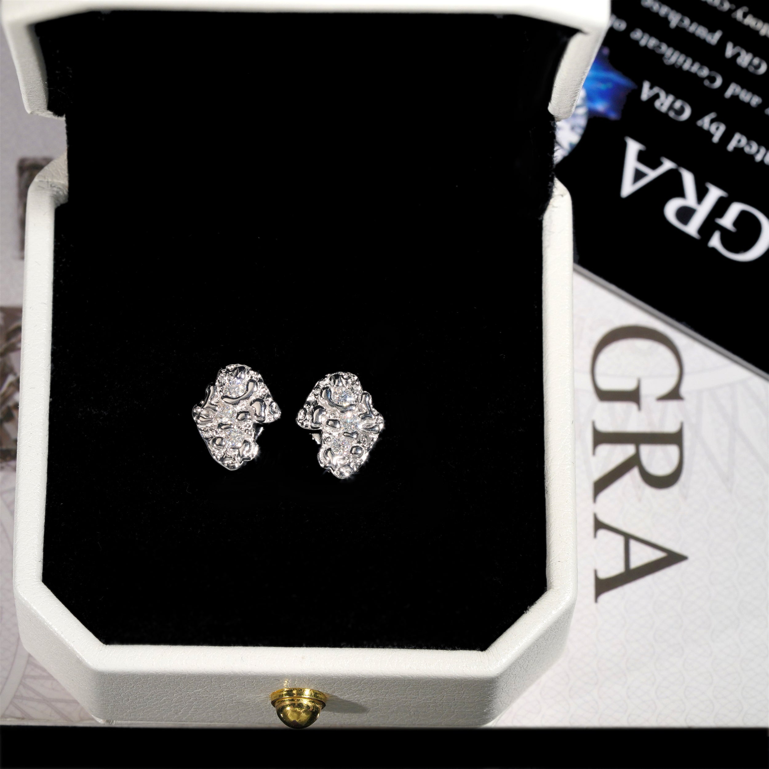 Gold Plated Nugget Moissanite Earrings For Men 925 Sterling Silver