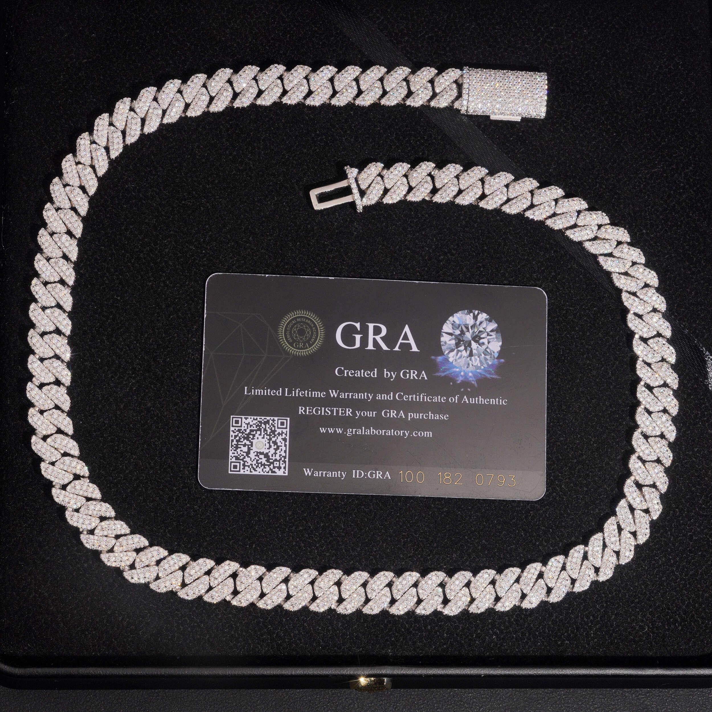 VVS Moissanite Diamond Cuban Chain Brass 10MM Three Rows