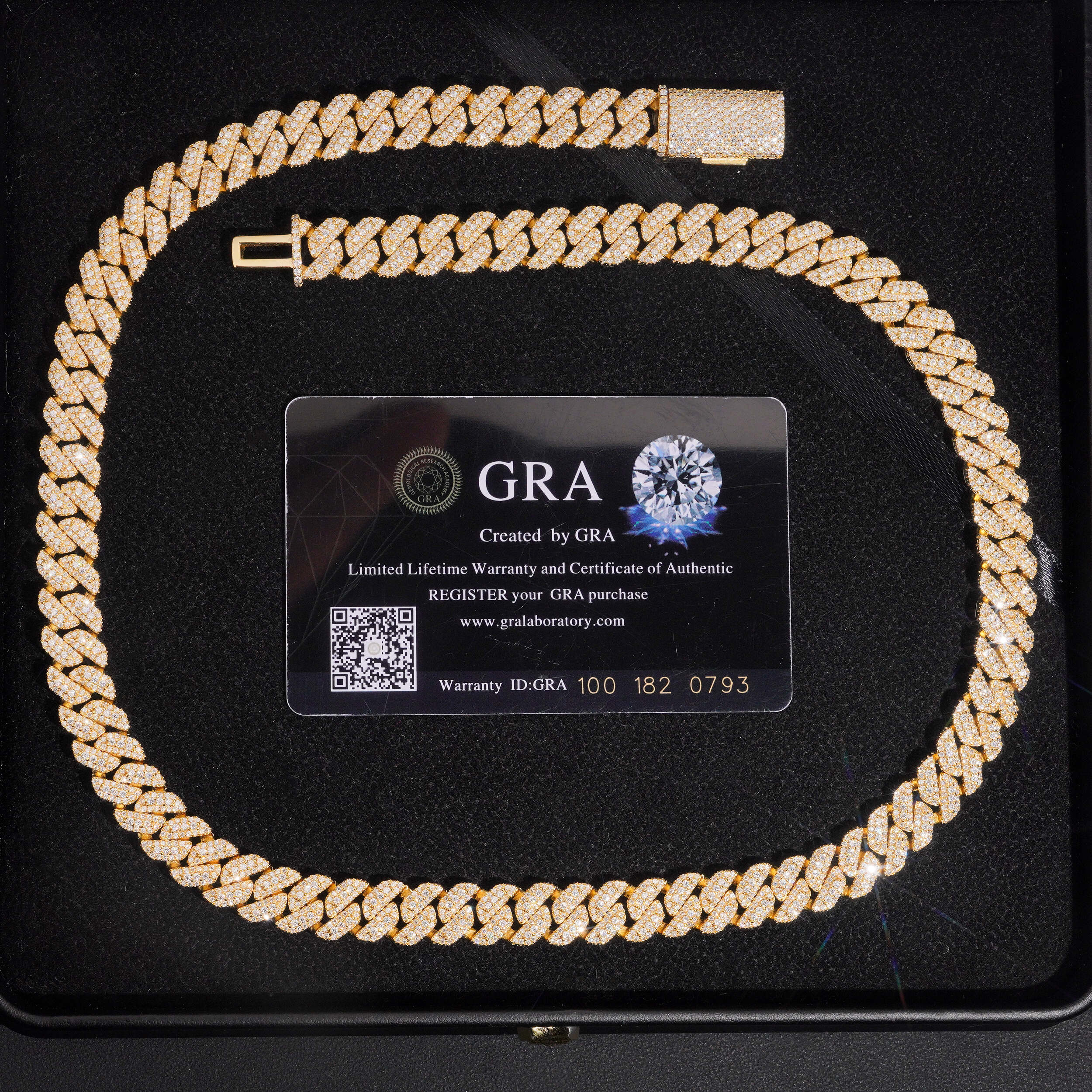 VVS Moissanite Diamond Cuban Chain Brass 10MM Three Rows