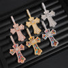 New Arrival Facny Cut Color Moissanite Cross Pendant Match 13MM Cuban Link Chain